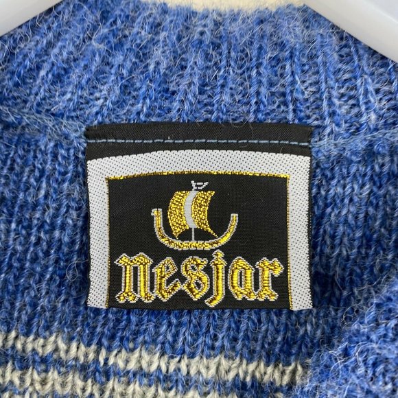 VTG Nesjar of Norway cream blue print fair sweater - Picture 2 of 3